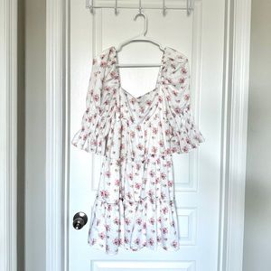 Storia Puff Sleeve Floral Mini Babydoll Dress